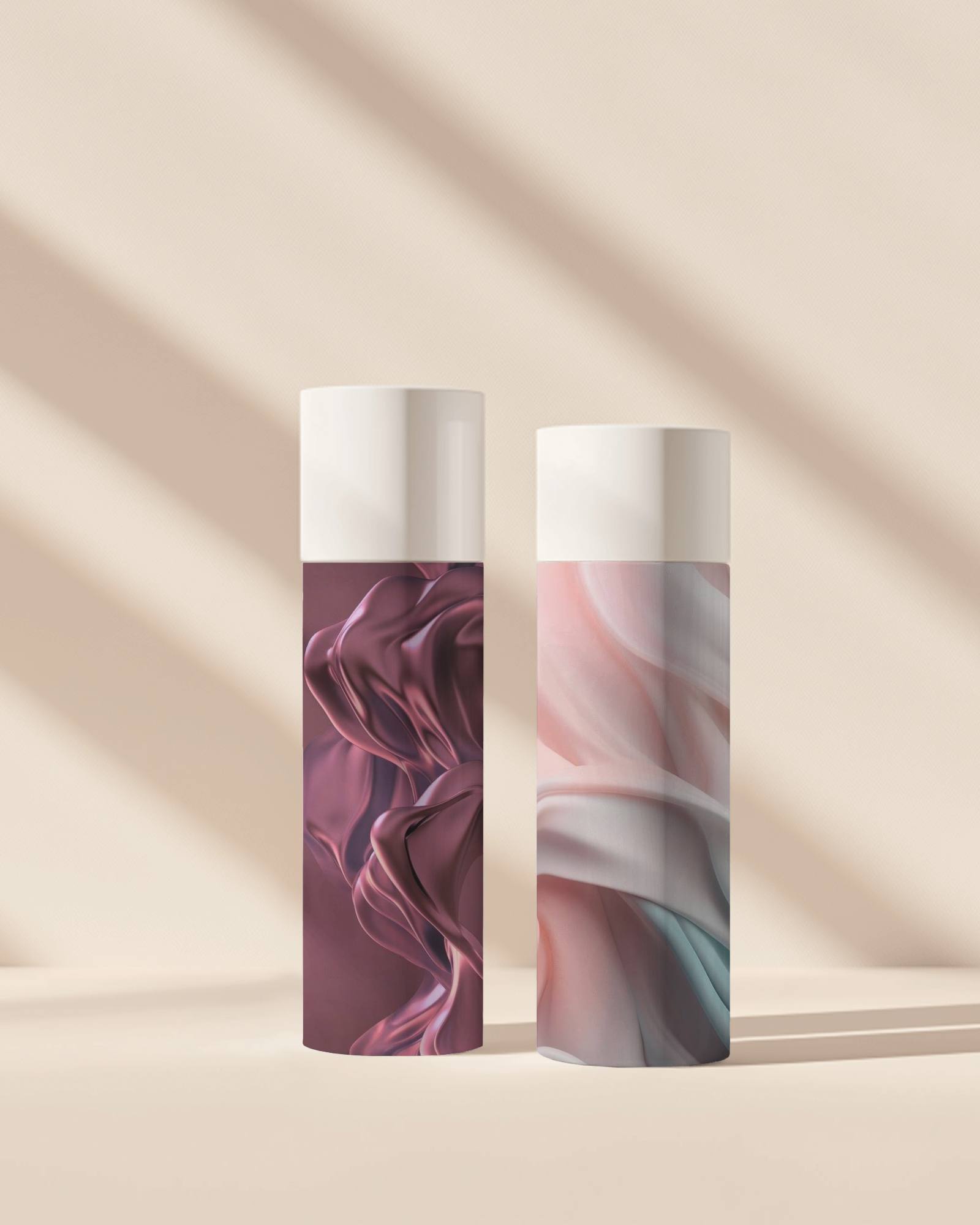 Elegant Cosmetic Bottle Mockup With Soft Shadows On Beige Background Minimalist And Premium Skincare Packaging