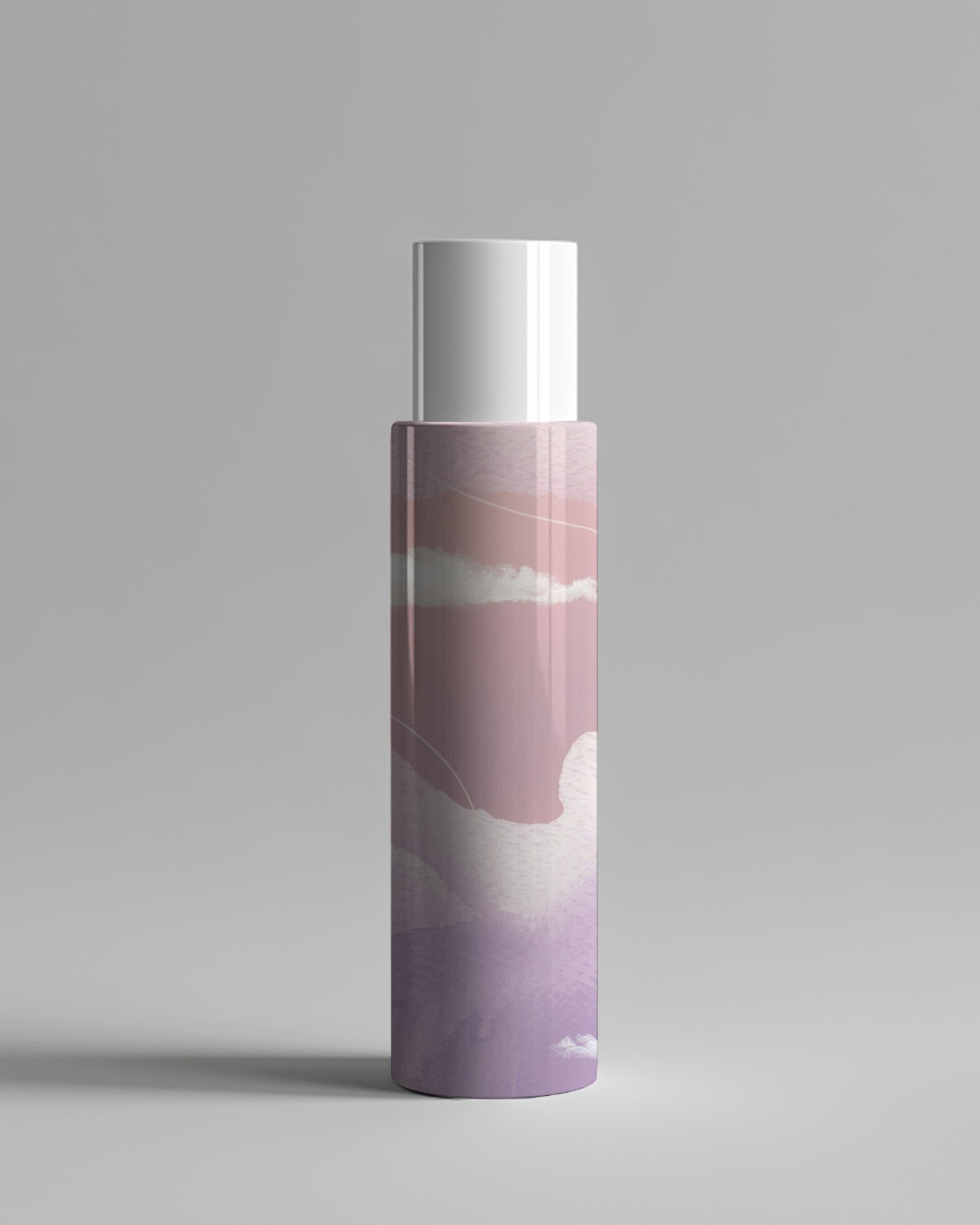 Minimal Cosmetic Bottle Mockup Tall White Container On Clean Gray Background With Modern Aesthetic