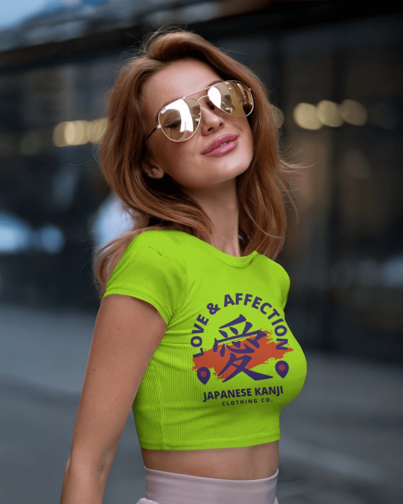 Nightlife Glow Crop Top Mockup Stylish Female Model In Aviator Sunglasses City Lights Bokeh Modern And Trendy 006