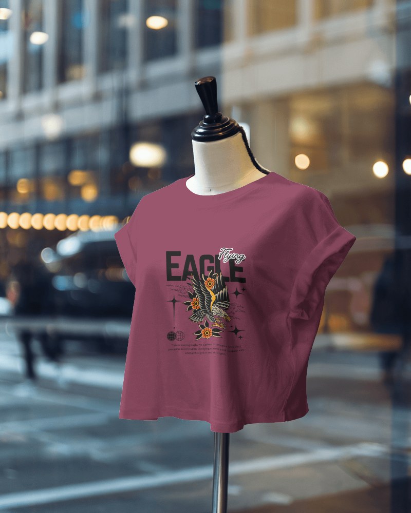 Luxury Crop Top Mockup Showcased On A Mannequin In Front Of Stylish Cityscape With Evening Lights And Urban Aesthetic