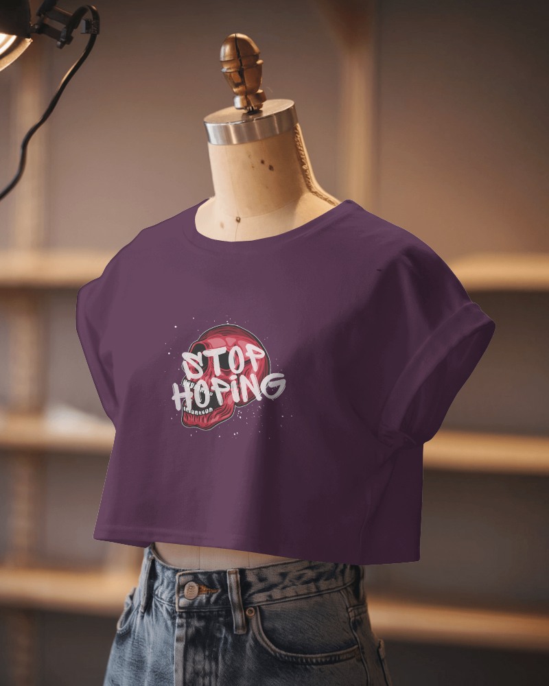 High Fashion Casual Crop Top Mockup Trendy Urban Style With Bold Graphic Print And Modern Aesthetic