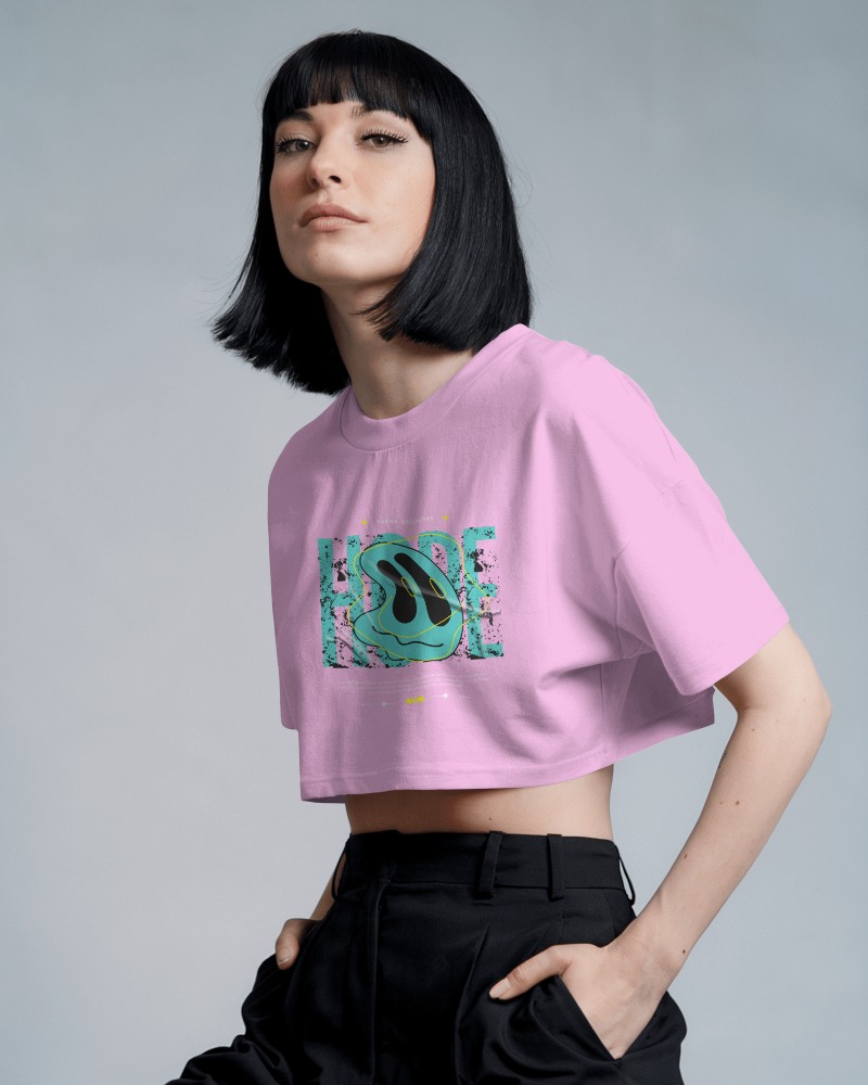 Stylish Crop Top Mockup Female Model Exuding Confidence In Trendy Modern Fashion Look
