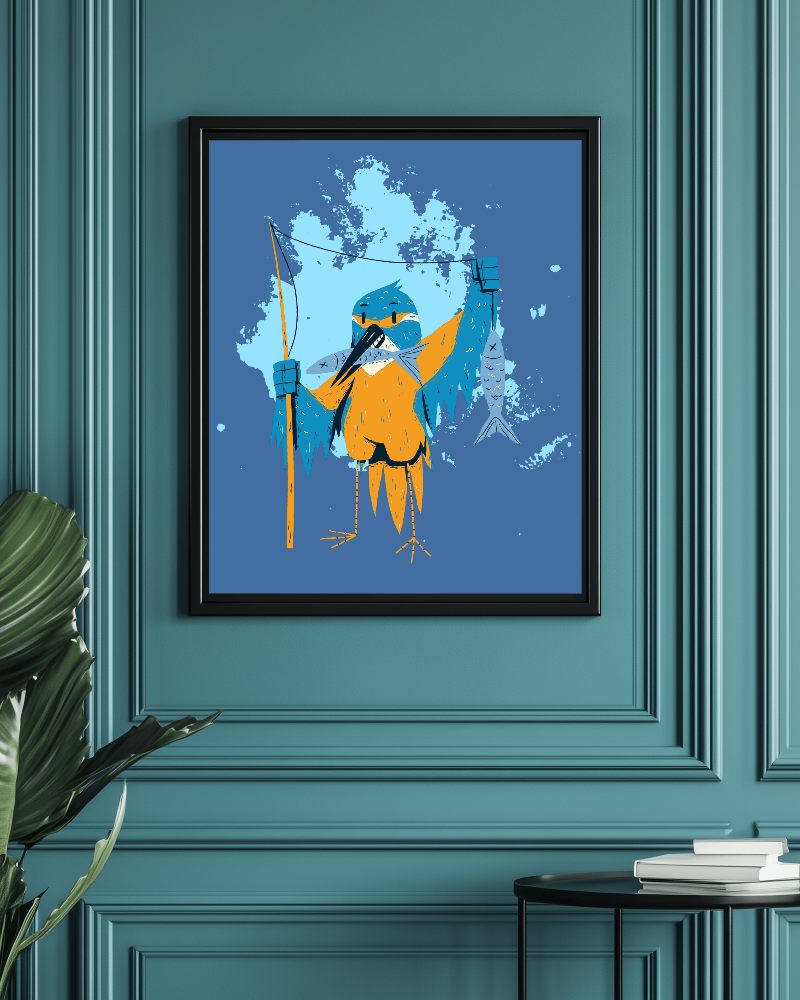 Elegant Interior Frame Mockup On Teal Paneled Wall With Black Frame And Minimalist Decor 0131