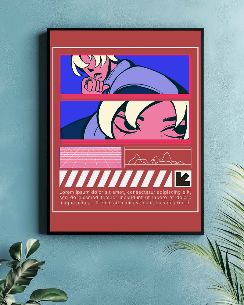 Modern Minimalist Frame Mockup Black Frame On Textured Blue Wall With Greenery Soft Lighting Fresh And Elegant Ambience 0137