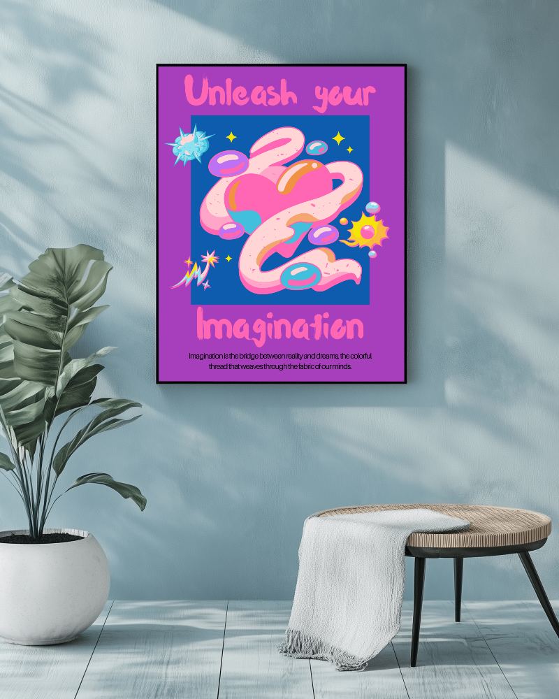 Sunlit Modern Frame Mockup White Frame On Textured Blue Wall With Green Plant And Wooden Stool Soft Natural Lighting Serene And Minimalist Ambience 0138