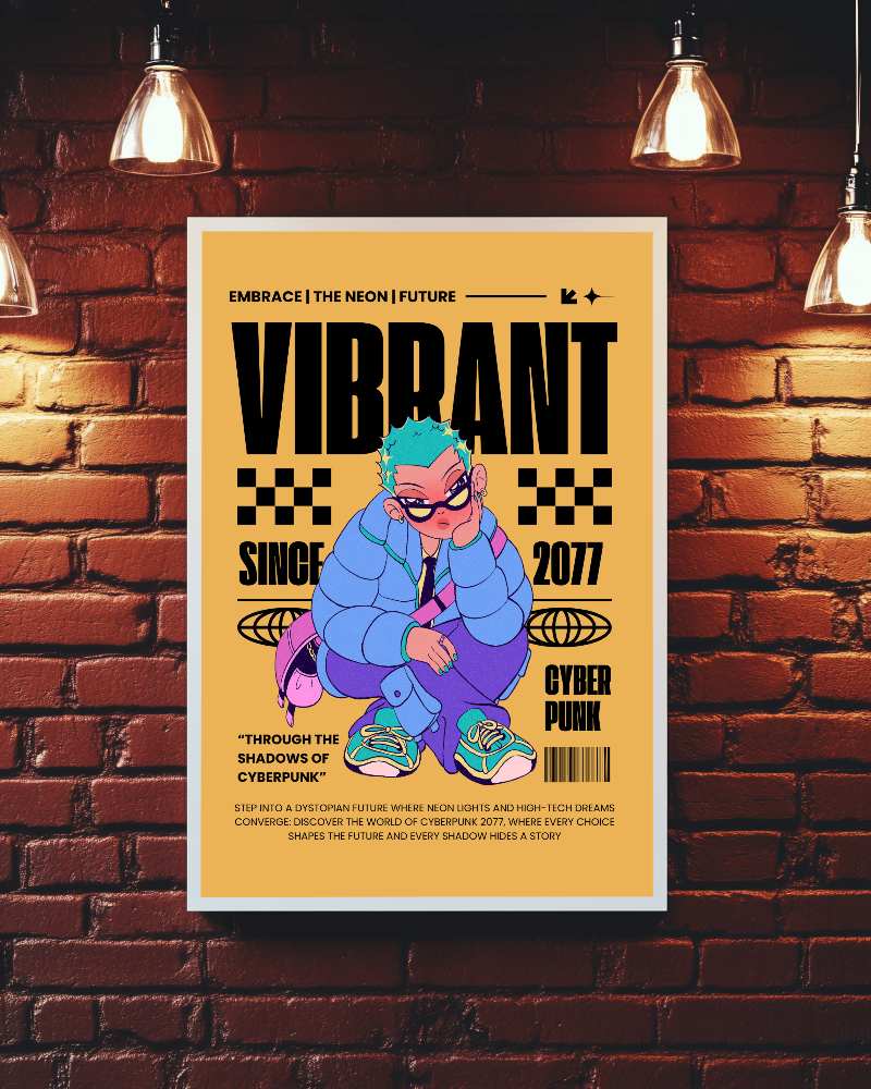 Industrial Style Frame Mockup Brick Wall Background With Hanging Vintage Edison Lights Warm And Rustic Ambience 0144