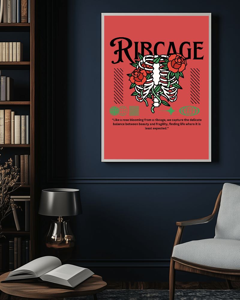 Dark Elegant Library Frame Mockup Deep Blue Wall Background With Bookshelf Luxurious And Sophisticated Ambience 0145