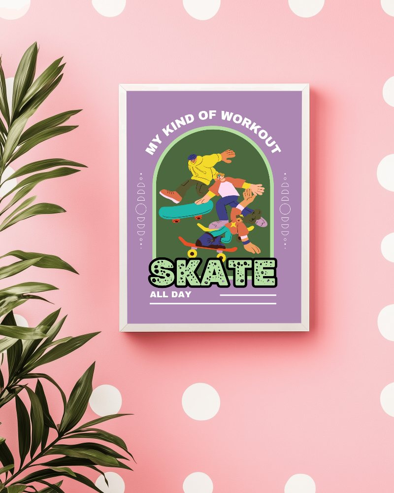 Playful Polka Dot Frame Mockup On Pink Wall Tropical Leaf Decoration Bright And Cheerful Aesthetic 0147