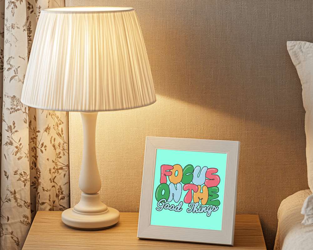 Modern Office Frame Mockup White Desk Green Potted Plant Concrete Wall Industrial Minimalist Style 0149