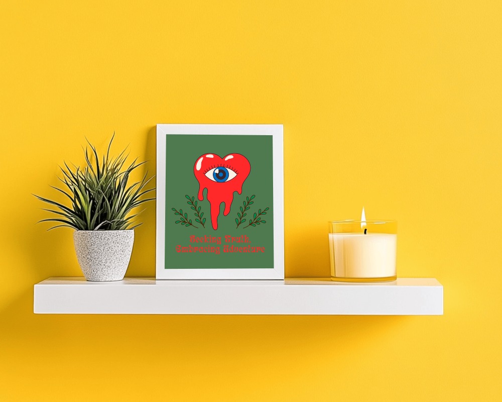 Vibrant Yellow Wall Frame Mockup White Shelf Minimalist Design Potted Plant Lit Candle Modern Home Decor 0150