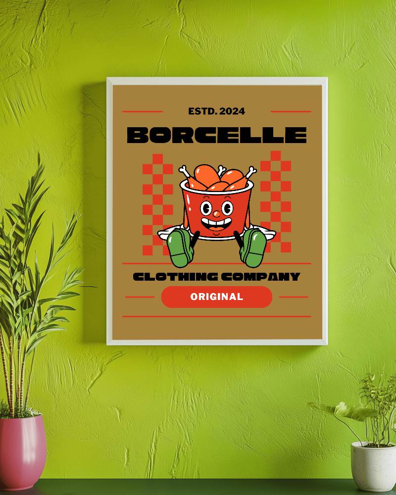 Bold Green Textured Wall Frame Mockup Minimalist White Border Surrounded By Lush Potted Plants 0153