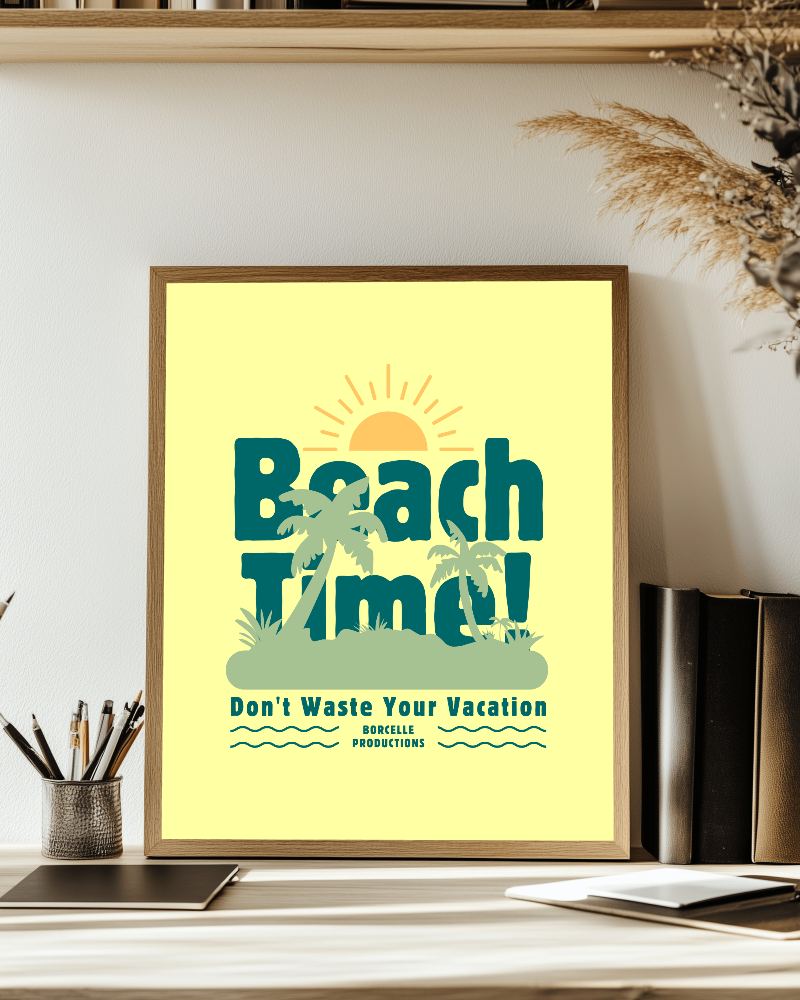 Minimalist Interior Frame Mockup Wooden Border On Modern Desk With Books And Decor 060