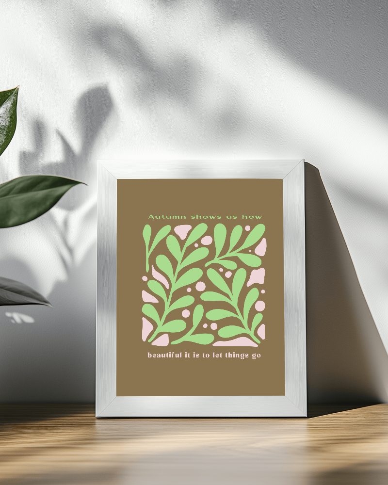 Minimalist Interior Frame Mockup Soft Natural Lighting With Plant Shadow On Wall Modern And Serene Setup 067