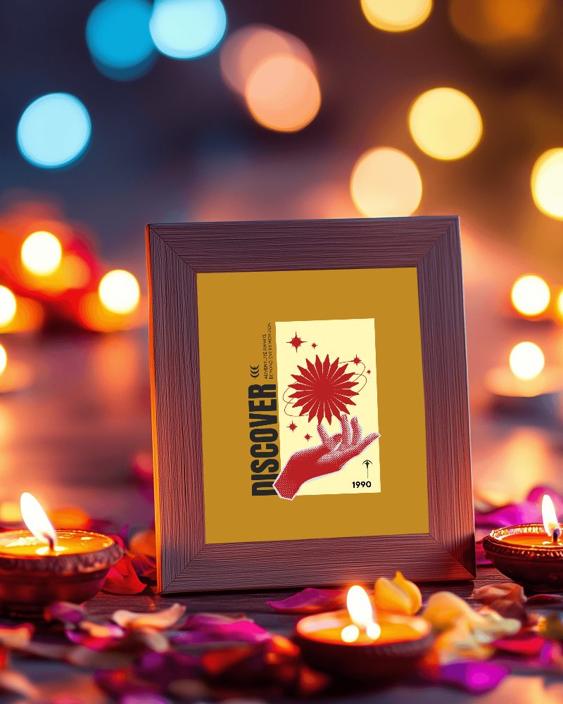 Festive Night Frame Mockup With Diwali Lamps And Bokeh Lights Surrounded By Colorful Petals Warm And Celebratory Ambience 069