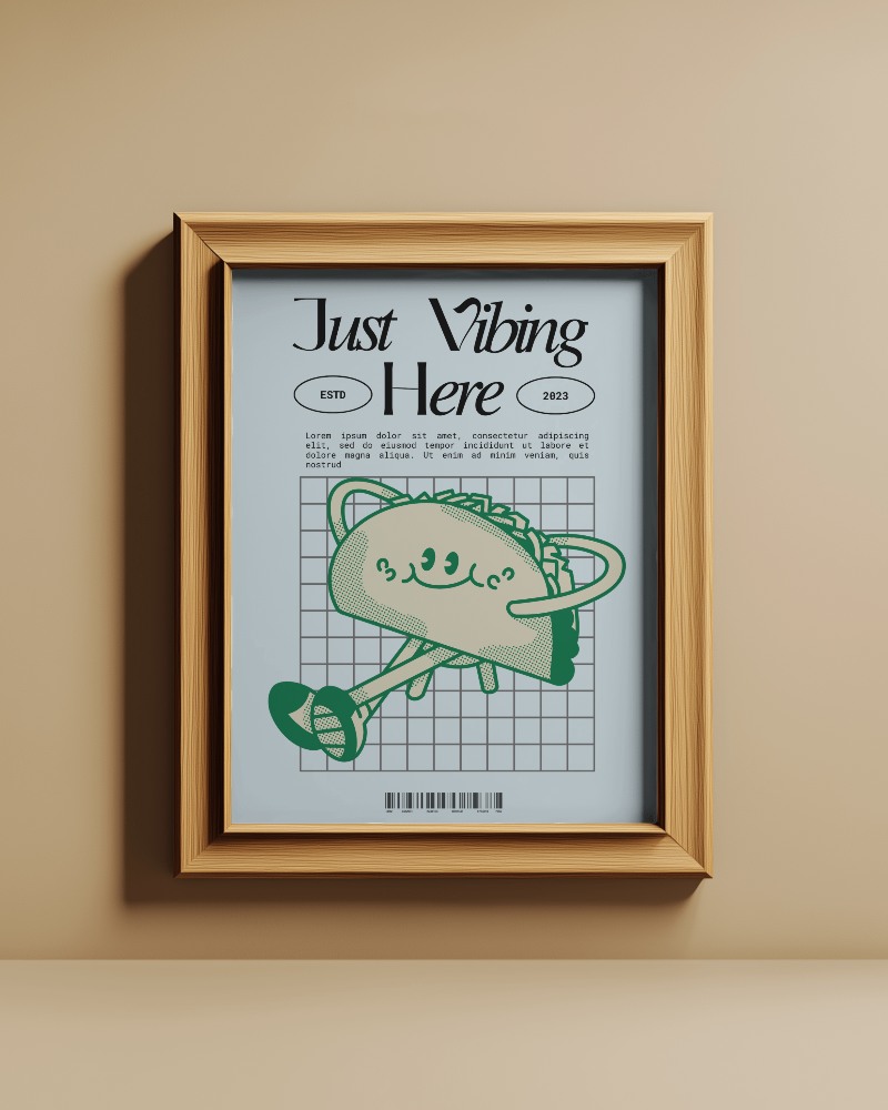 Golden Wooden Photo Frame Mockup On Neutral Wall