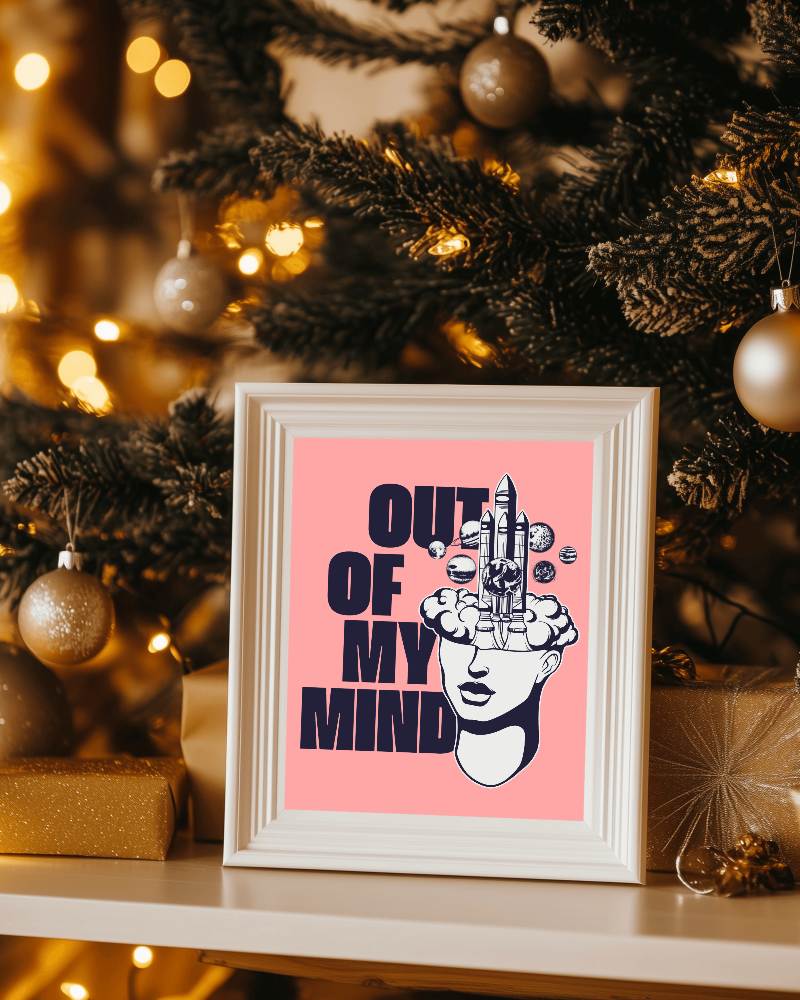 Festive Christmas Frame Mockup Golden Baubles And Warm Lights Cozy Holiday Ambience Gift Decor 077