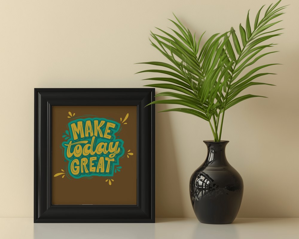 Horizontal Photo Frame Mockup With Textured Wall Background