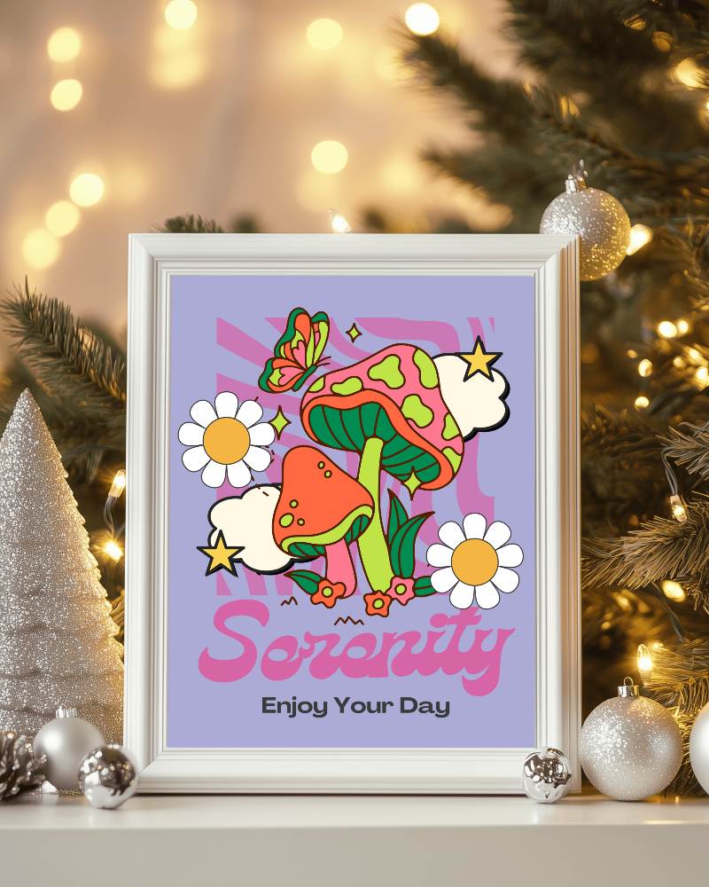 Festive Christmas Frame Mockup White Frame With Fairy Lights And Silver Ornaments Cozy Holiday Decor 078