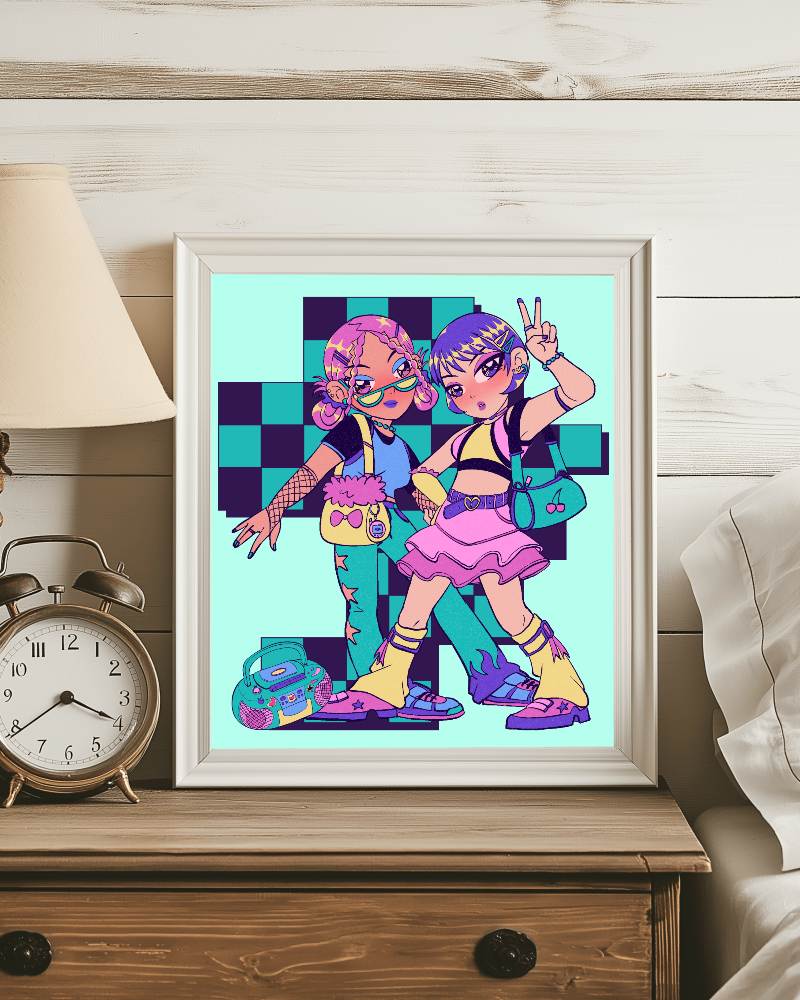 Contemporary Bedroom Frame Mockup On Wooden Side Table Neat Arrangement With Soft Lighting 084