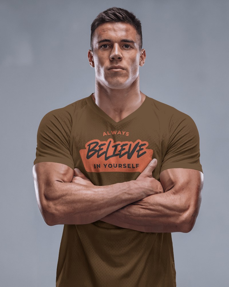 Strength And Confidence Jersey Football Mockup Powerful Build Inspiring Slogan