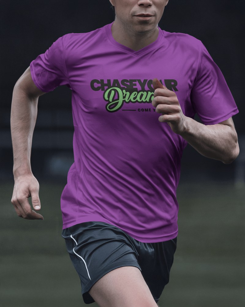 Vivid Chase Your Dreams Jersey Mockup Male Soccer Fan Energized Under Cool Stadium Lights