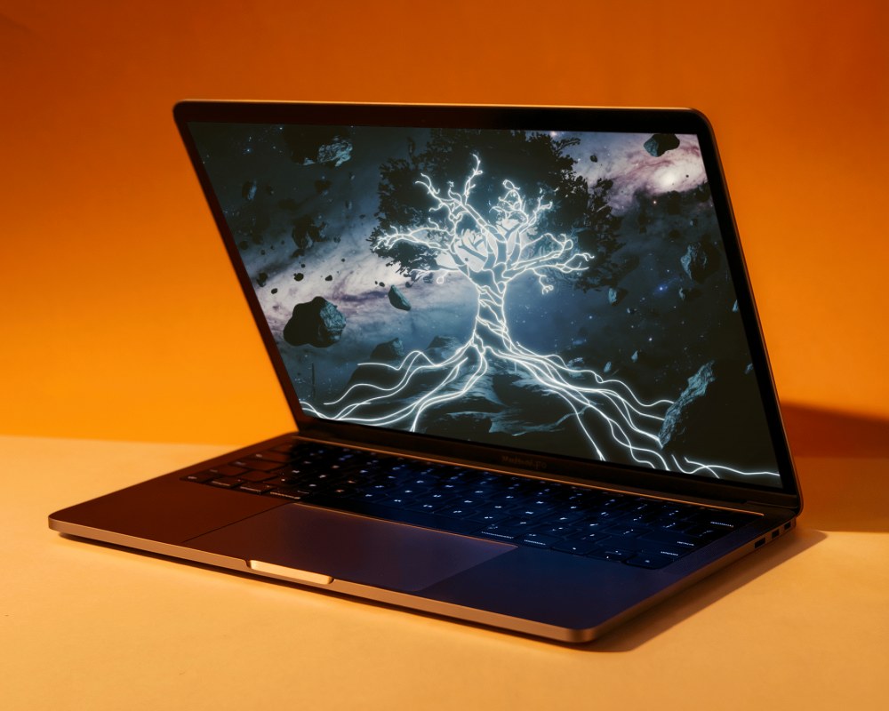 Bold Orange Light Macbook Mockup Vibrant Background Stylish Display