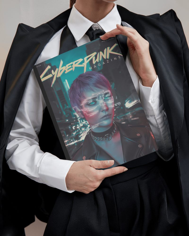 Sci Fi Magazine Mockup Tech Inspired Cover Design In Classic Black And White Outfit