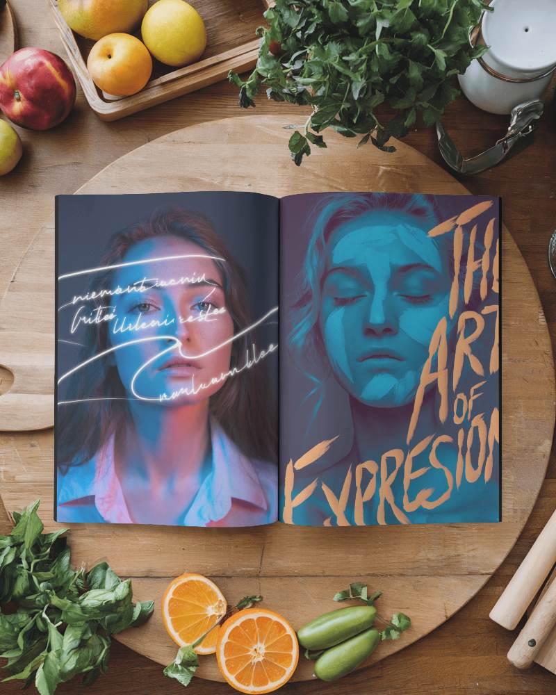 Modern Art Magazine Mockup Contemporary Expressionist Cover In Cozy Kitchen Setting