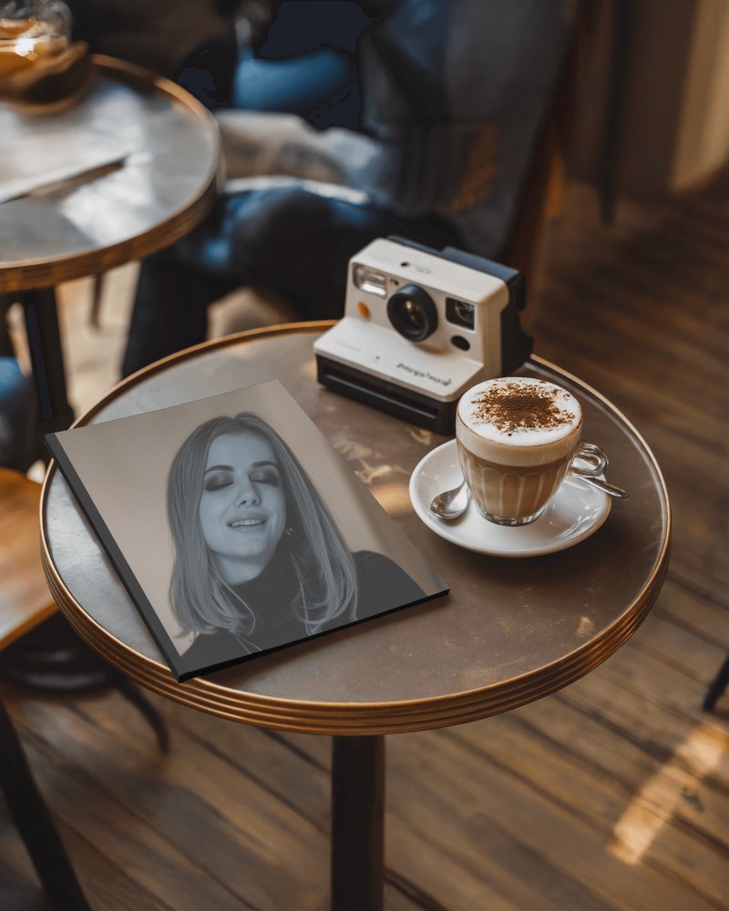 Aesthetic Coffeehouse Magazine Mockup Stylish Monochrome Cover With Coffee