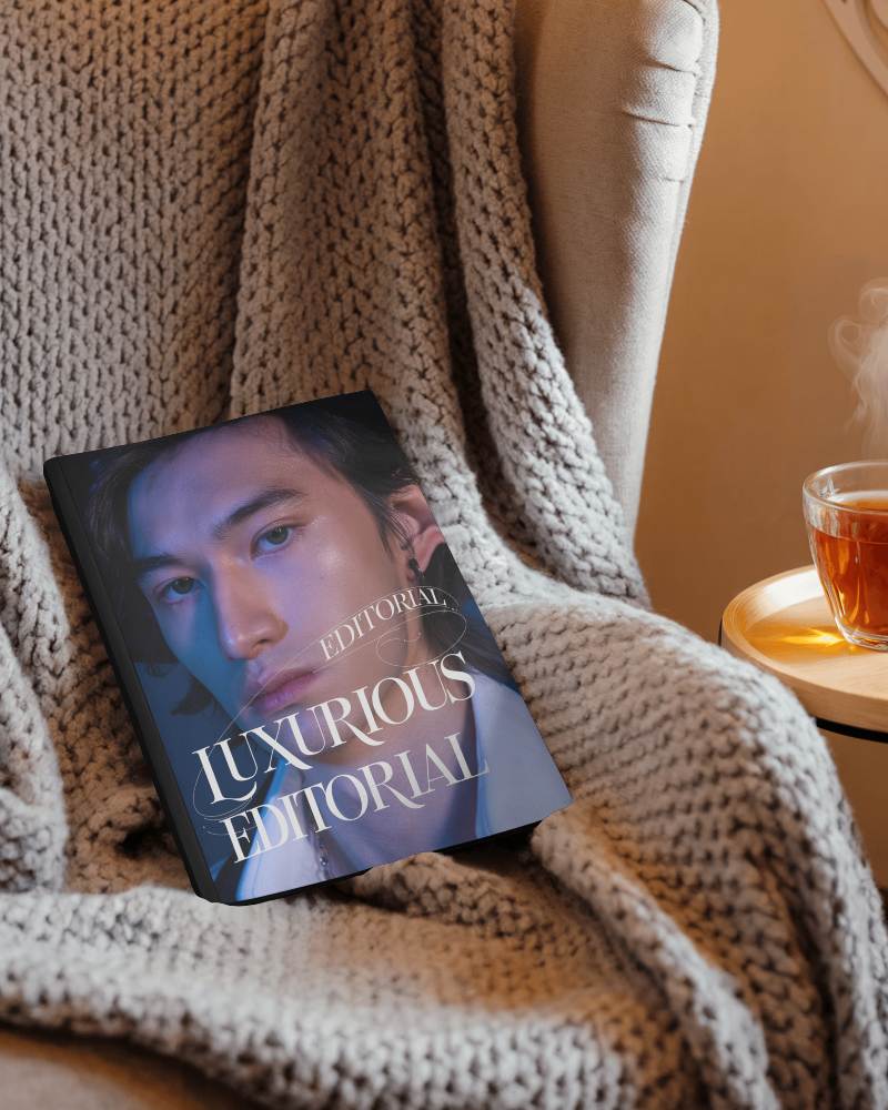 Fashion Magazine Mockup Modern Editorial Cover In Relaxing Corner Setting