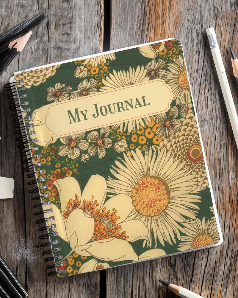 Rustic Wooden Desk Notebook Mockup Surrounded By Pencils And Sketching Tools Creative Workspace