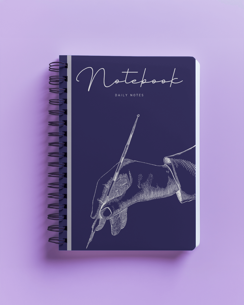 Pastel Lavender Background Spiral Notebook Mockup With Minimal Design 014