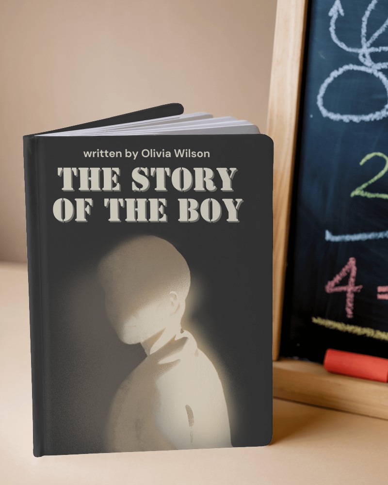 Open Notebook Mockup On Beige Surface Next To Chalkboard With Colorful Math Doodles Soft Lighting Educational And Creative Scene 0017