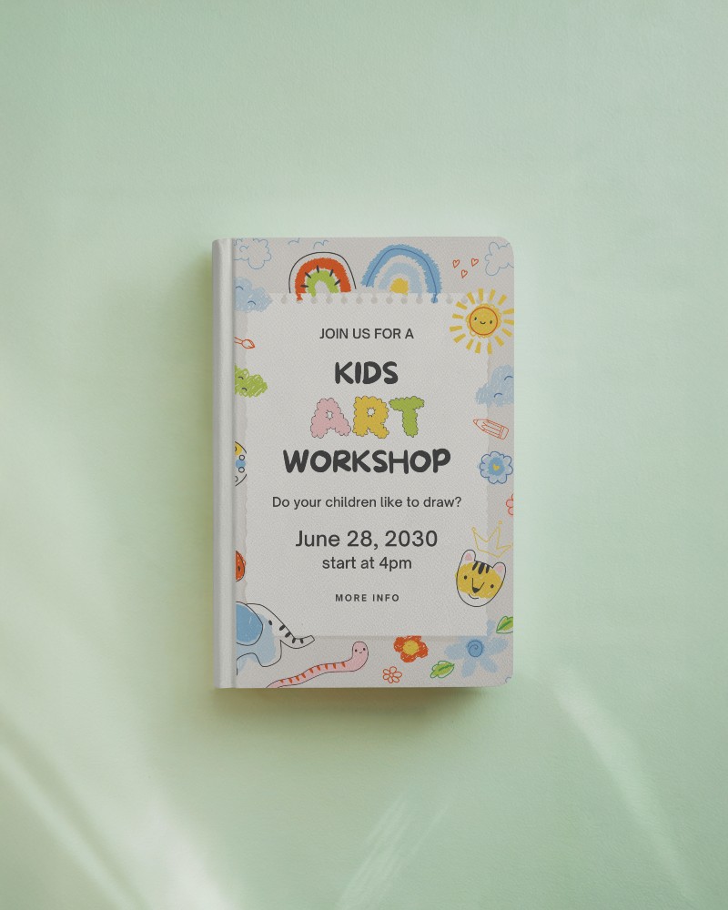 Notebook Mockup Top View Hardcover White Notebook On Soft Pastel Green Background Subtle Light Streaks Clean And Serene Presentation 025