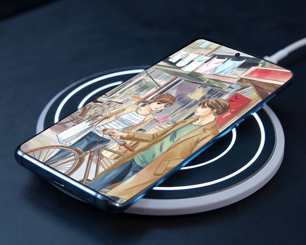 Charging Smartphone Mockup On Wireless Pad Minimalist Setup Soft Lighting Tech Focus