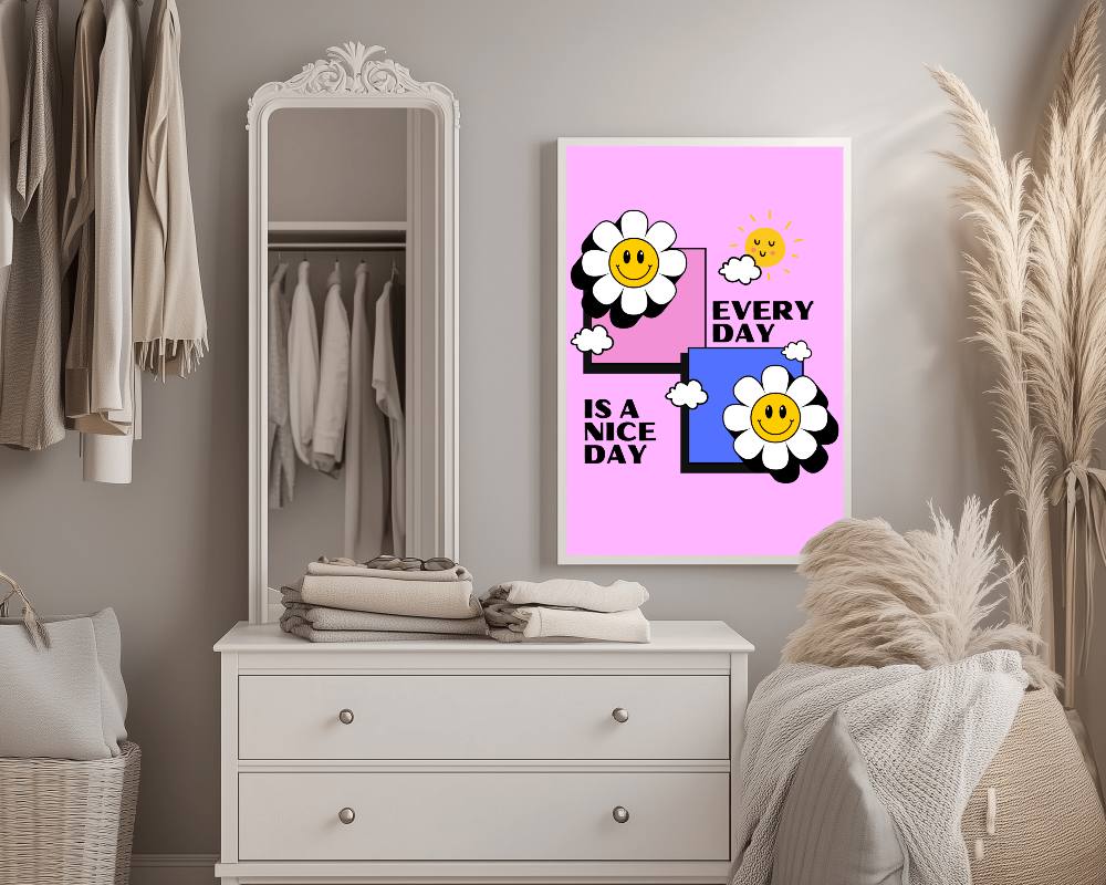 Minimalist Boho Bedroom Frame Mockup Above White Dresser With Neutral Tones Mirror And Cozy Decor 0124