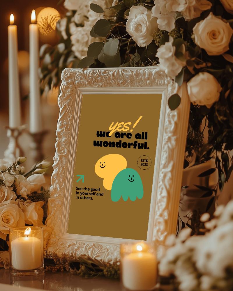 Romantic Wedding Frame Mockup With Ornate White Border Surrounded By Roses Candles And Warm Glow 0125