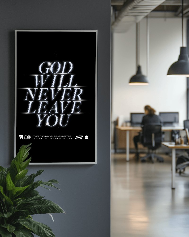 Modern Office Frame Mockup On Dark Wall With Green Plant And Industrial Lighting Productive Workspace Vibe 0129