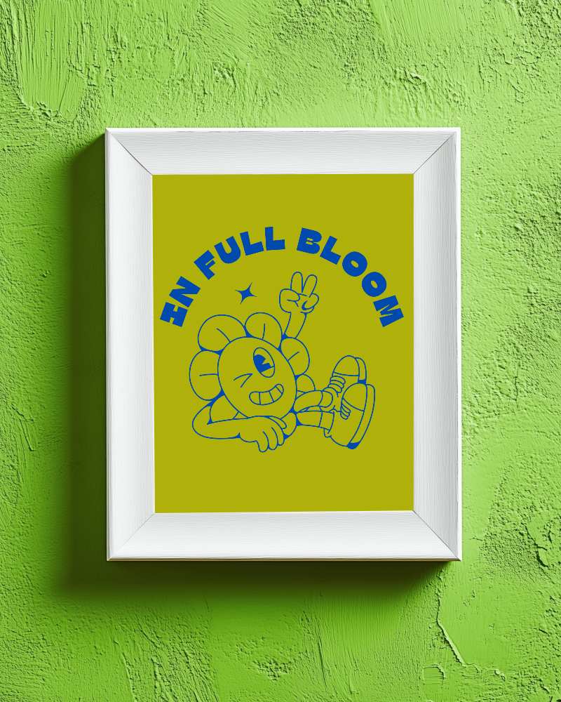 Vibrant Green Textured Wall Frame Mockup Minimalist White Border Contrasting Bold Background 0152