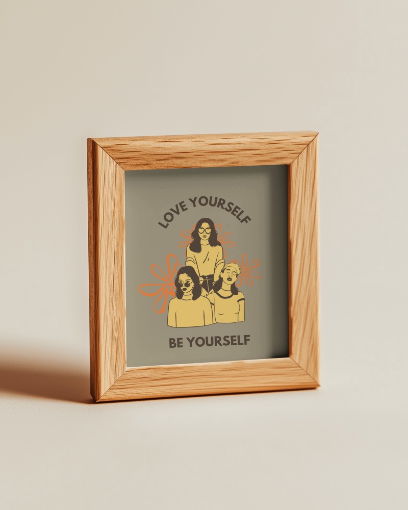 Natural Wood Frame Mockup Inspirational Quote Artwork Display