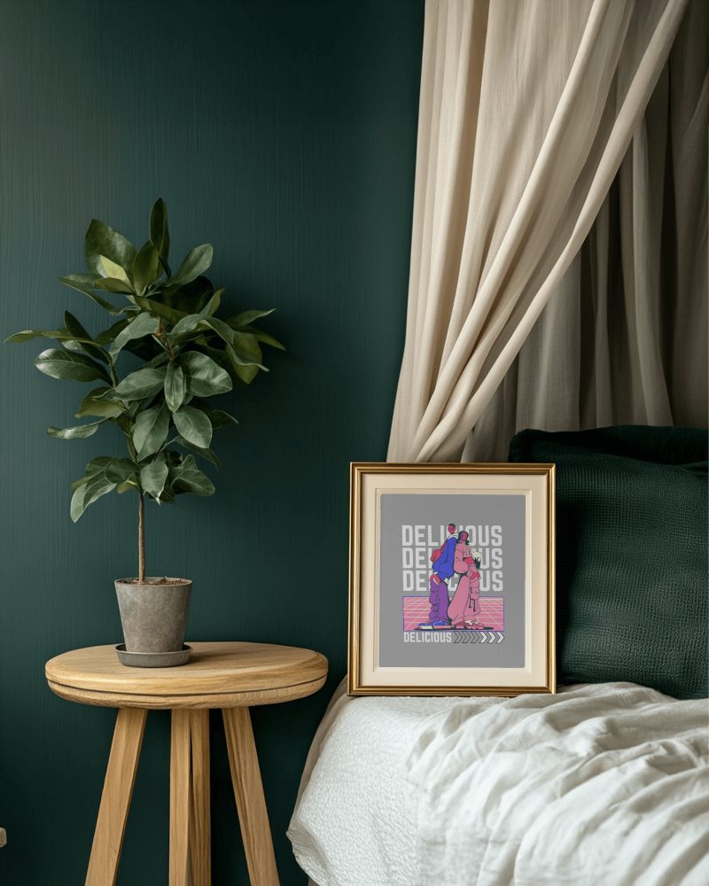 Stylish Bedroom Decor Photoframe Mockup With Artwork Amongst Comfortable Vibes