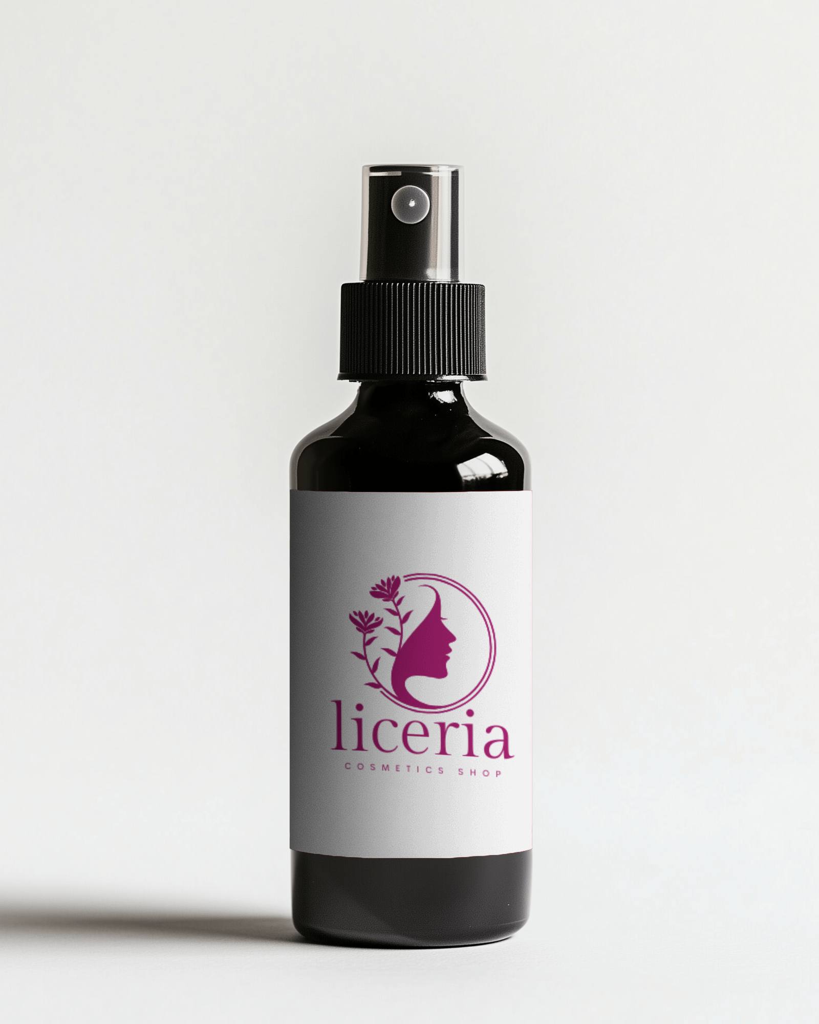 Modern Spray Bottle Mockup Minimalist Dark Glass Container With Custom Label Design