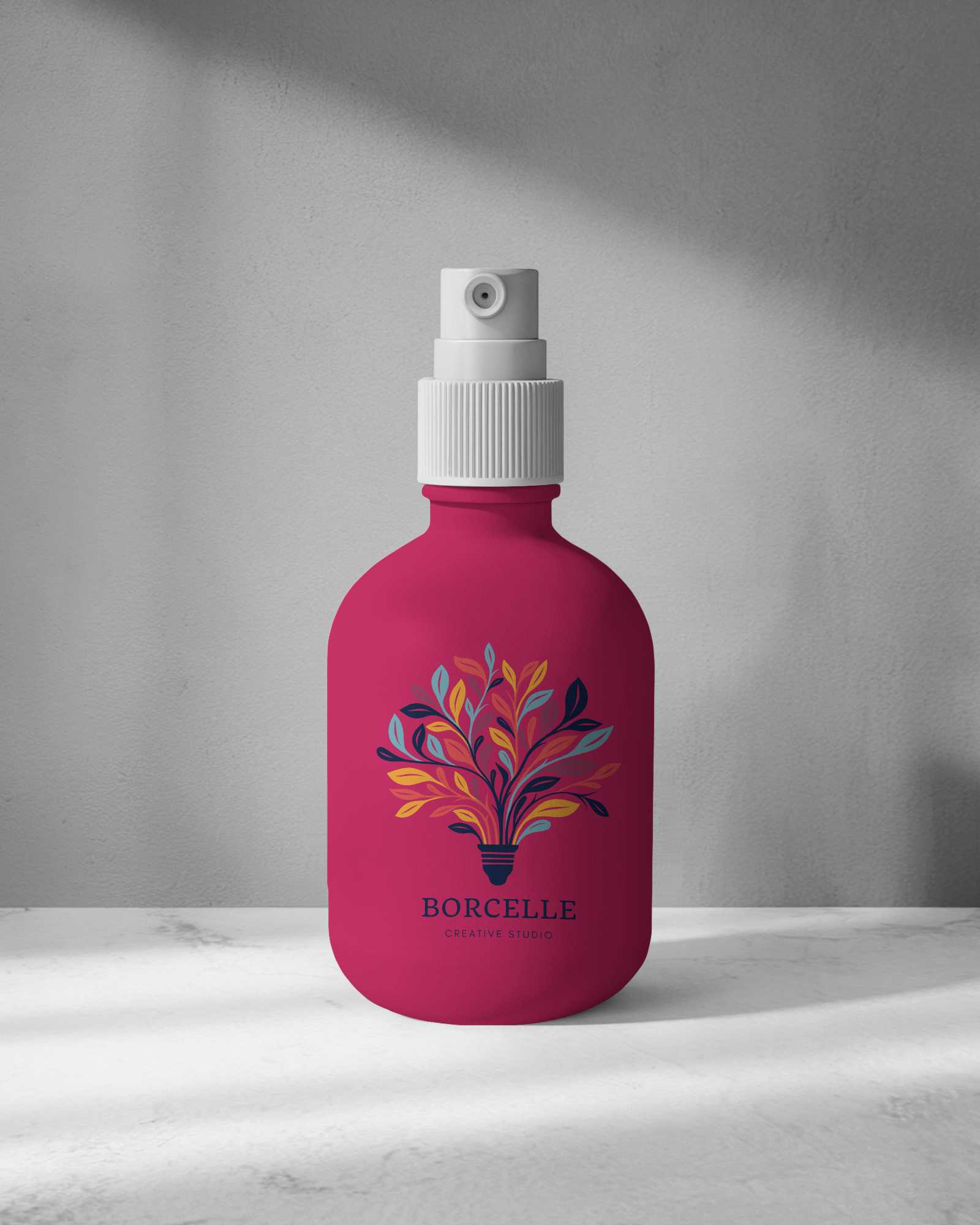 Modern Spray Bottle Mockup Matte White Cosmetic Bottle With Minimalist Label Design