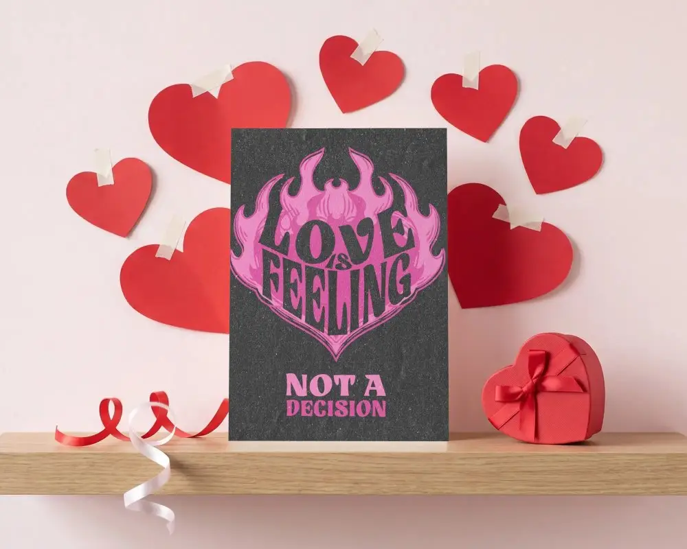 Valentines Day Romantic Heart Shaped Greetinf Card And Love Note Mockup On Wooden Shelf