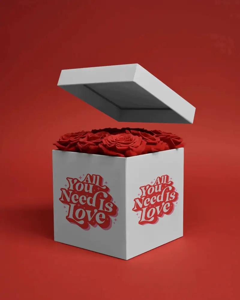 Elegant Valentines Day Rose Box Gift Mockup Idea For Romantic Occasions And Celebrations
