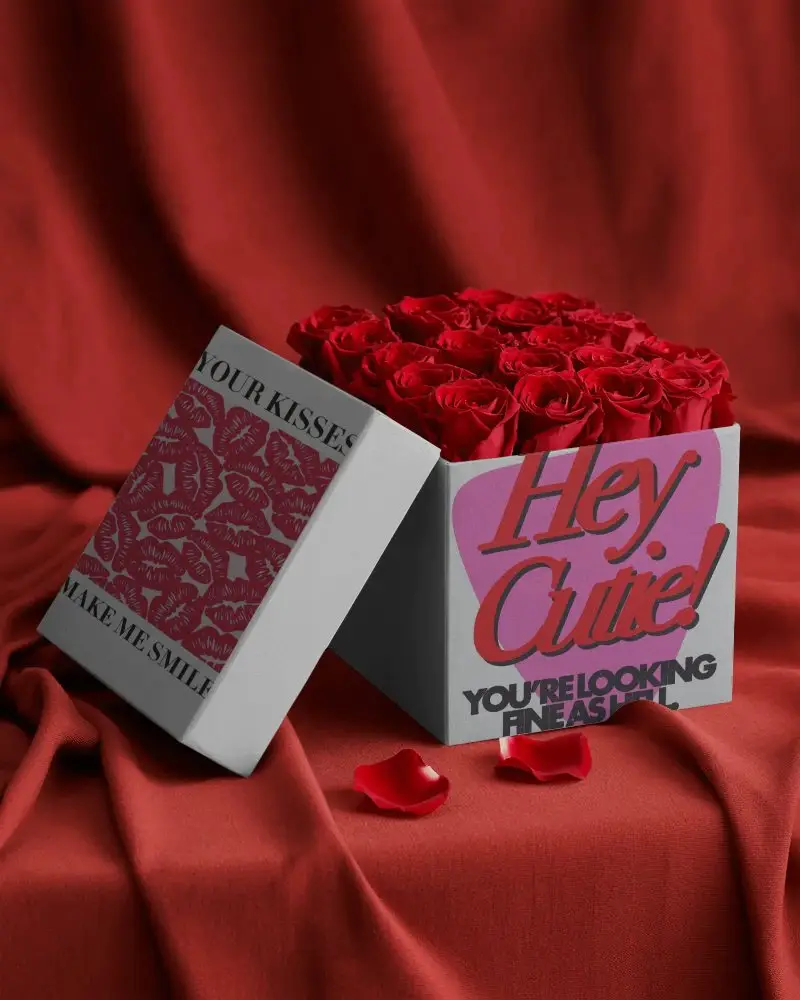 Luxury Valentine Floral Gift Box Mockup With Roses Perfect For Romantic Occasions And Surprises