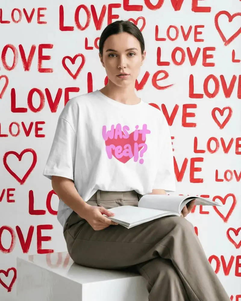 Modern Valentine T Shirt Mockup With Love Text And Heart Design Creative Background