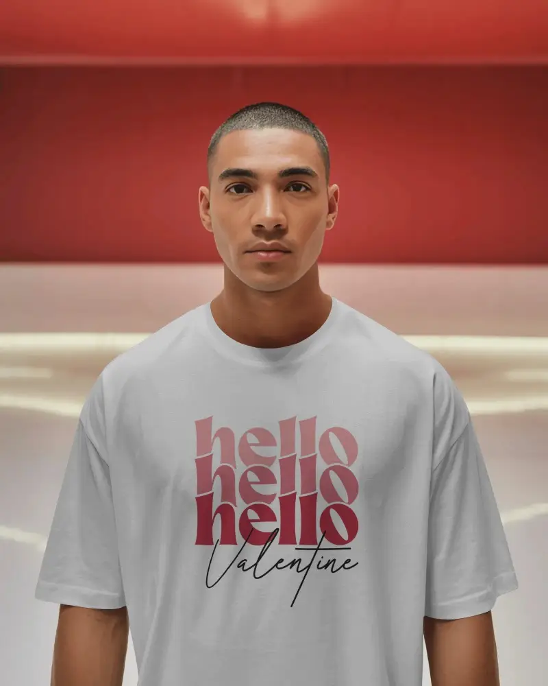 Modern Minimalist Tshirt Valentine Mockup For Custom Tshirt Designs Showcasing Front View Close Up