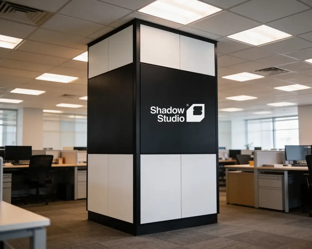 Modern Office Interior Design Wall Logo Mockup Blank Space For Brand Presentation