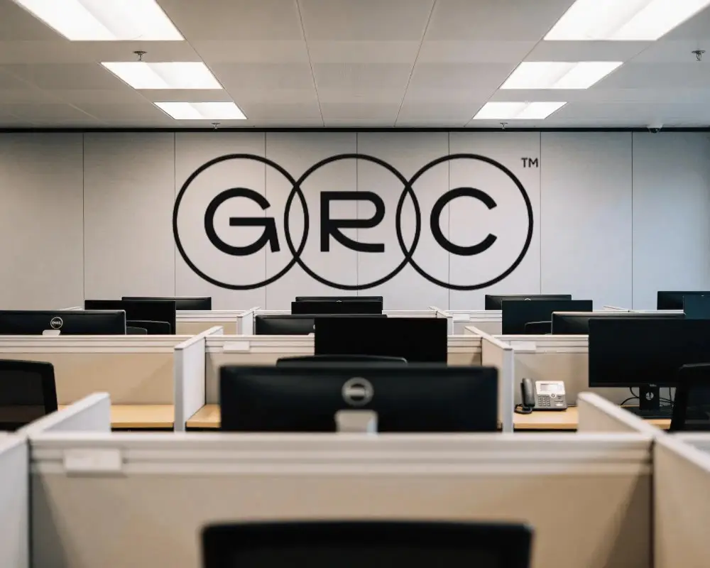 Modern Office Workspace With Clean Wall For Logo Branding And Corporate Identity Display